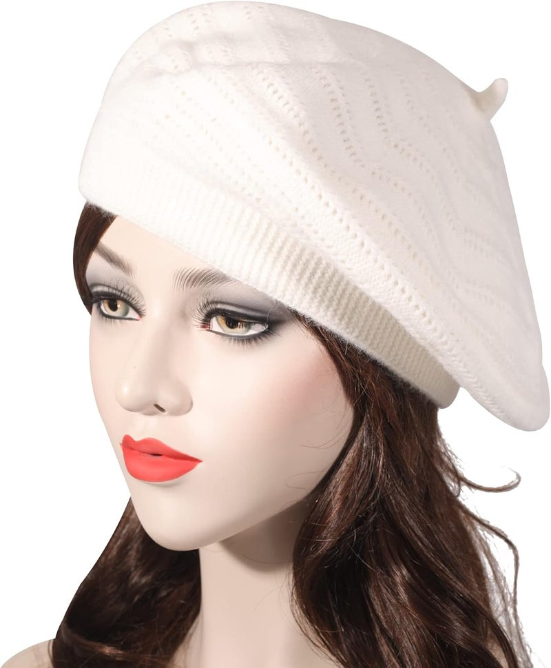 ZLYC French Beret hat, Reversible Solid Color Knit Warm Beret Cap for Womens Girls - Image 2